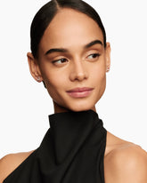 Petite Chatelaine® Pavé Bezel Stud Earrings in 18K Rose Gold with Morganite and Diamonds, 5mm